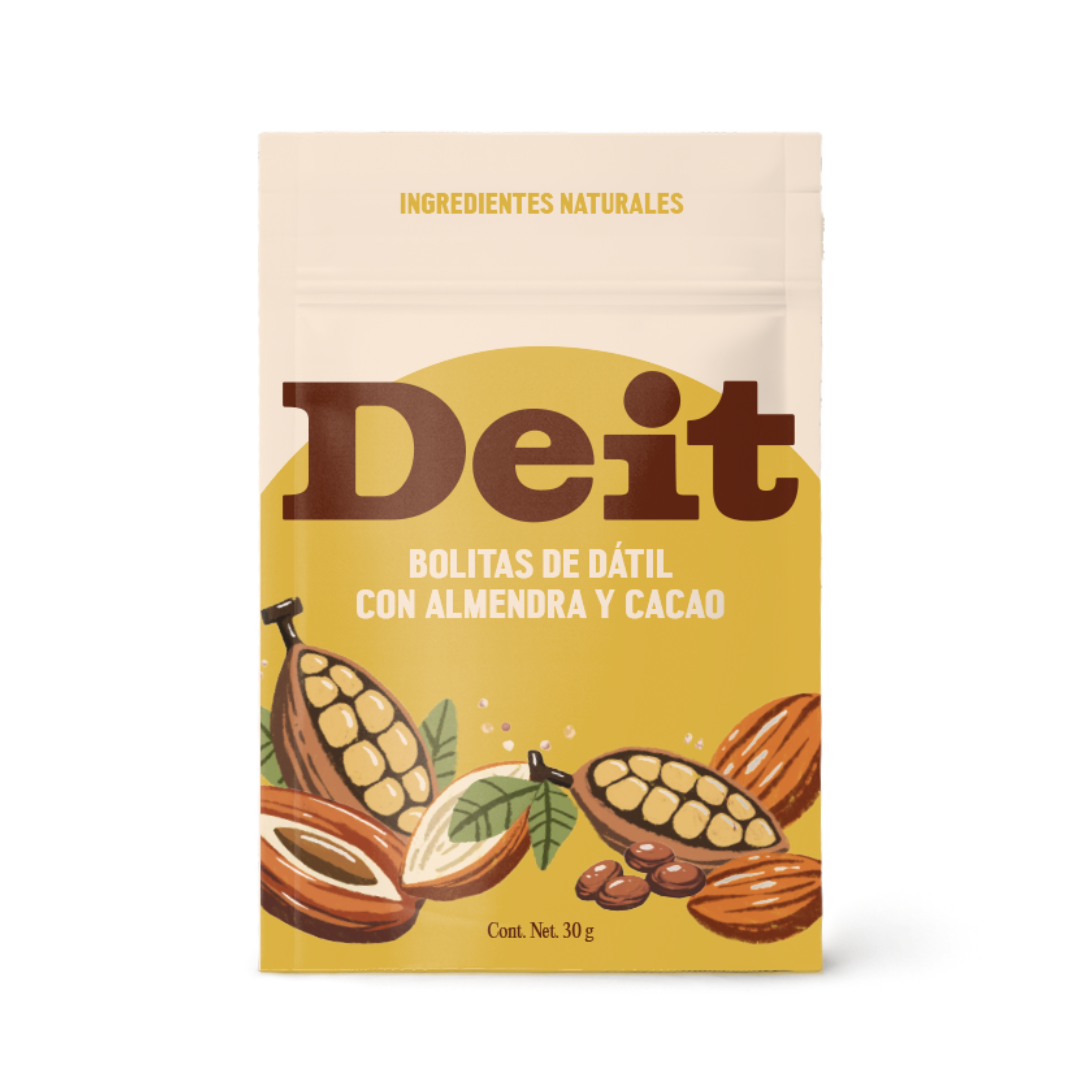 Bolitas de dátil con almendra y cacao (10 bolsitas de 30 gms)