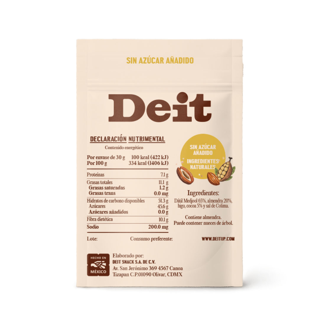 Bolitas de dátil con almendra y cacao (10 bolsitas de 30 gms)