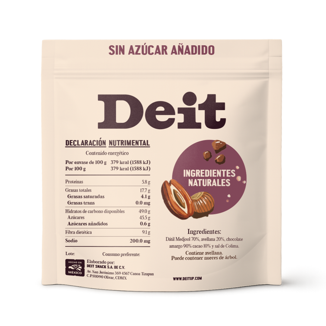 Bolitas de dátil con avellana y chocolate (100 gms)