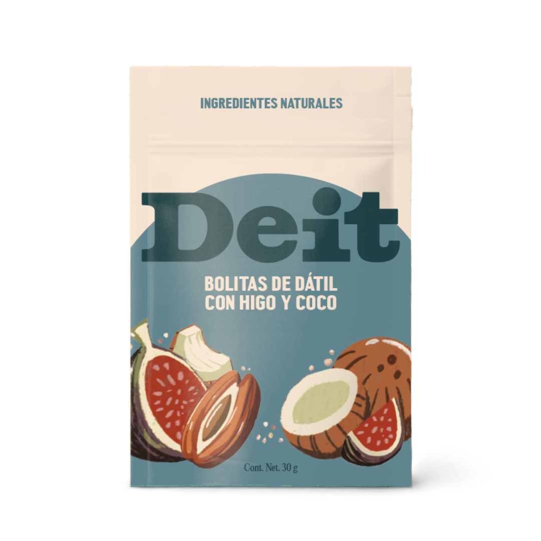 Bolitas de dátil con higo y coco (10 bolsitas de 30 gms)