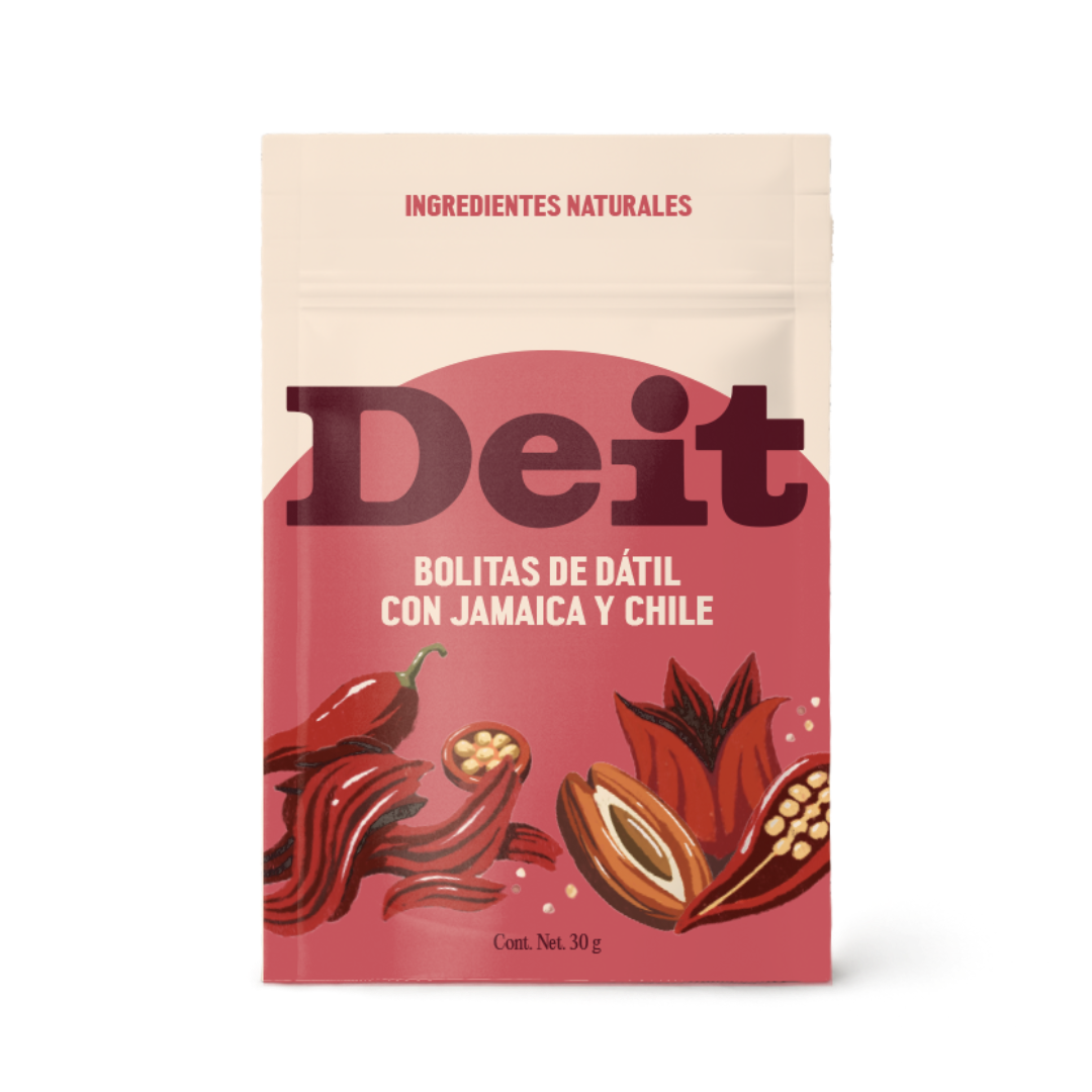 Bolitas de dátil de jamaica y chile (10 bolsitas de 30 gms)